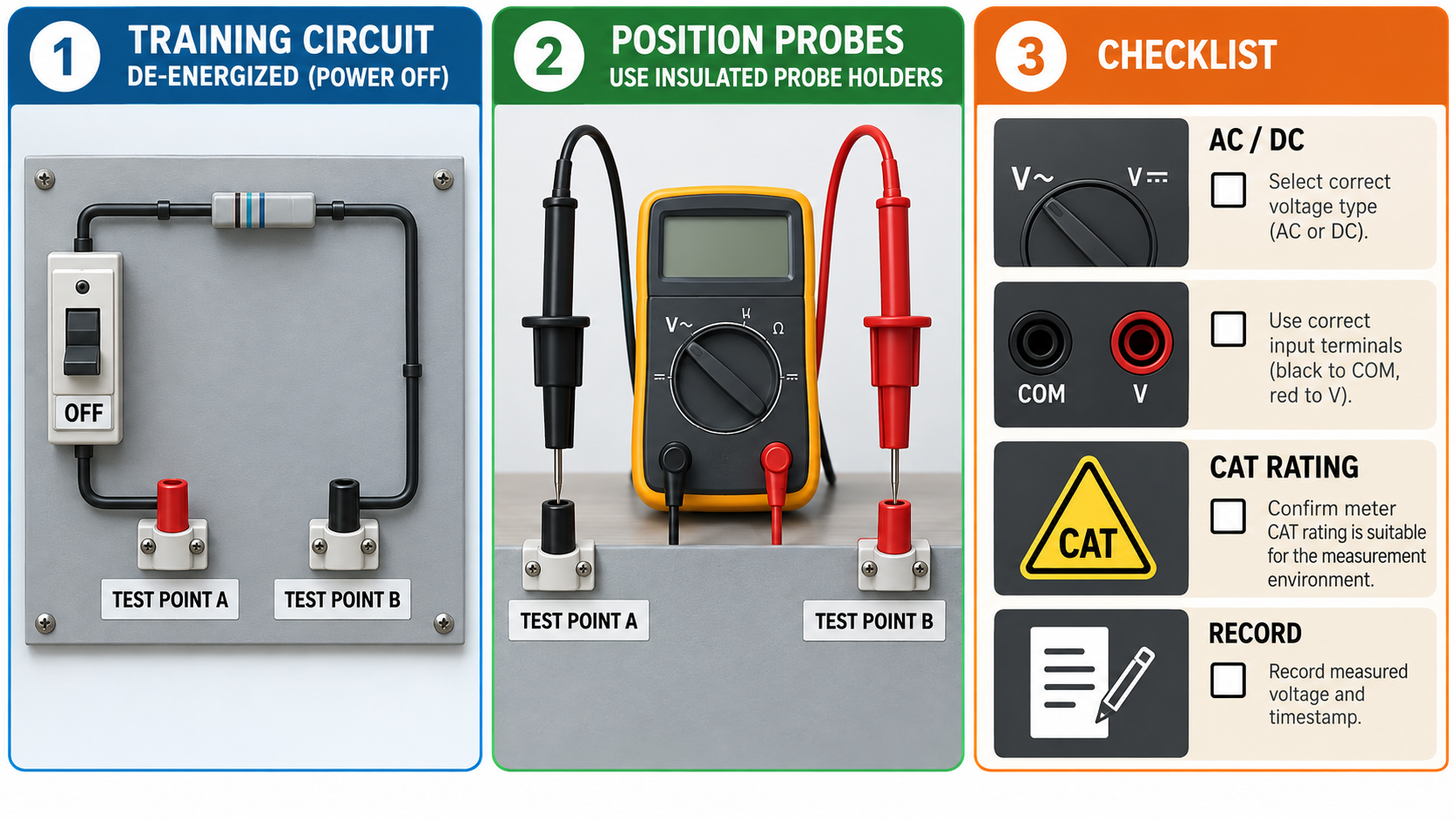 Multimeter safe voltage measurement guide